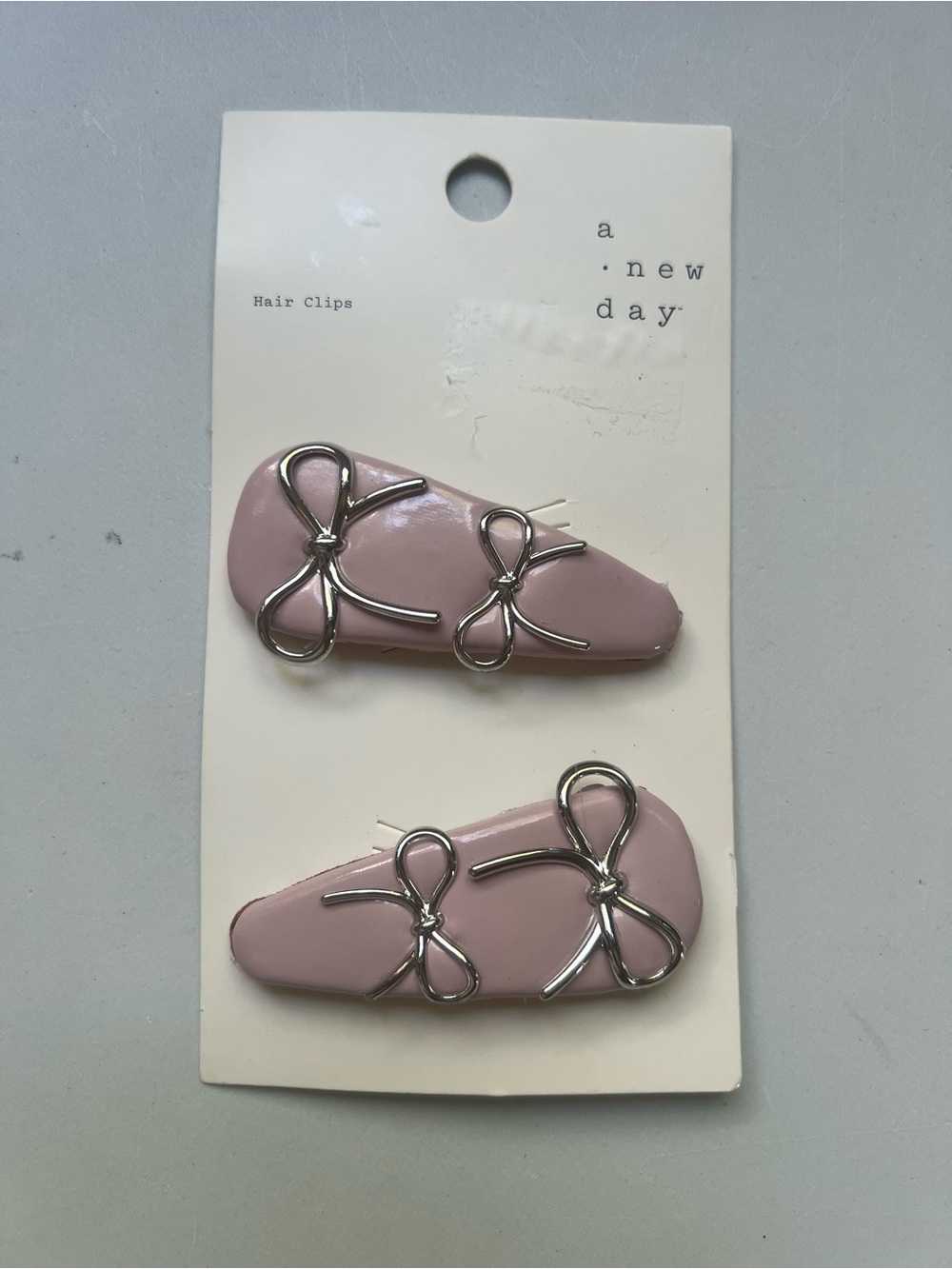 a new day Pink Snap Hair Clips with Silver Bow Accents - Set of 2